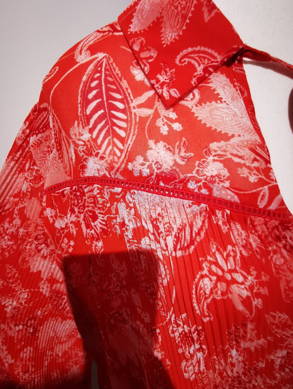 Love & Legend Coral Floral Peasant Tunic Blouse Plus Size Boho Tie Neck S22 - Picture 3 of 11
